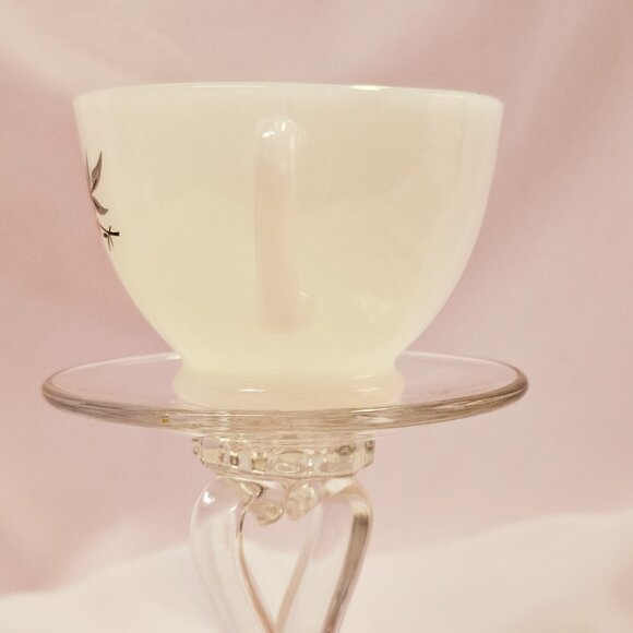 Fire King Primrose SINGLE Milk Glass Cup, Pink & Red Flowers, Vintage 1960-62 - Picture 5 of 9